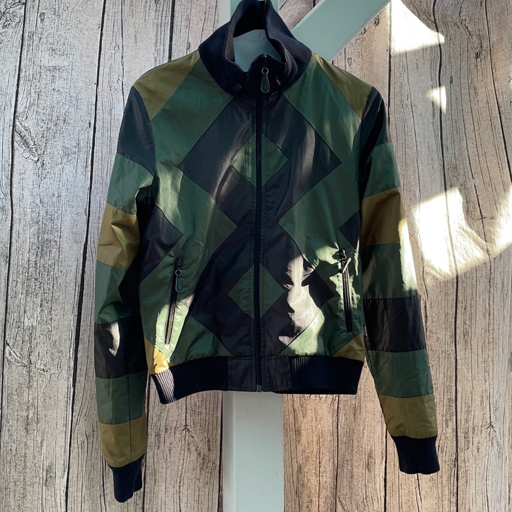 LAMB green black army green track bomber jacket sz S